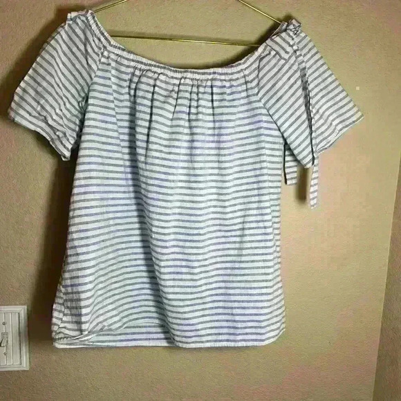 soprano off the shoulder cropped shirt size small linen and cotton blend - Picture 4 of 6